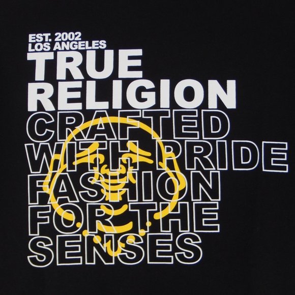 NWT MEN’S TRUE RELIGION Bright HS BUDDHA GRAPHIC  Crew Neck BLACK T SHIRT LARGE - Picture 4 of 5
